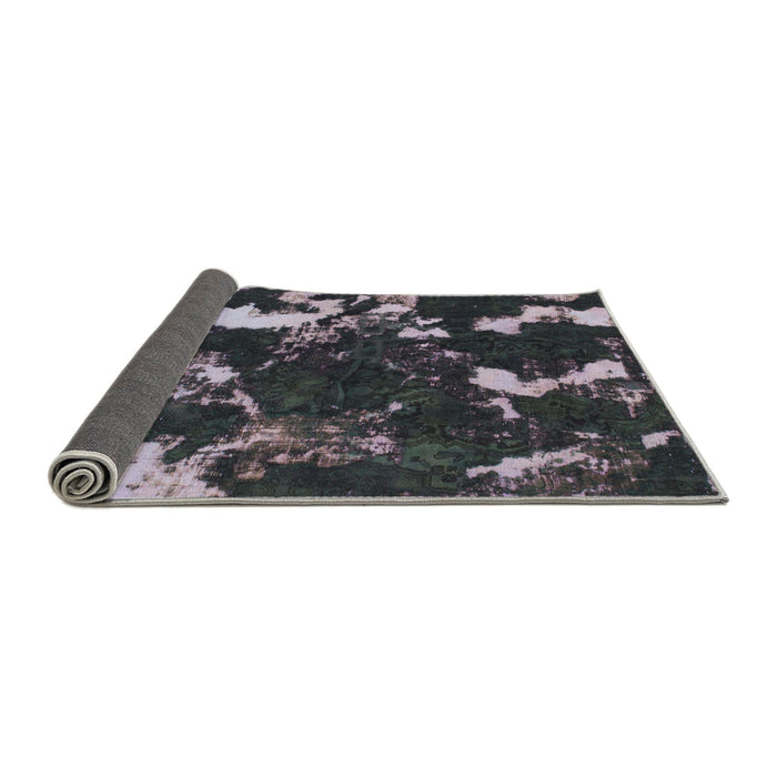 Sideview of Abstract Gunmetal Green Modern Rug, abs1174