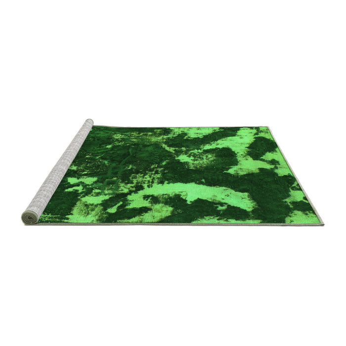 Sideview of Machine Washable Abstract Green Modern Area Rugs, wshabs1174grn