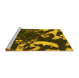 Sideview of Machine Washable Abstract Yellow Modern Rug, wshabs1174yw