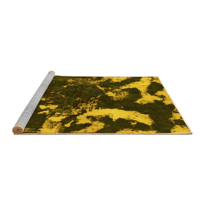 Sideview of Machine Washable Abstract Yellow Modern Rug, wshabs1174yw