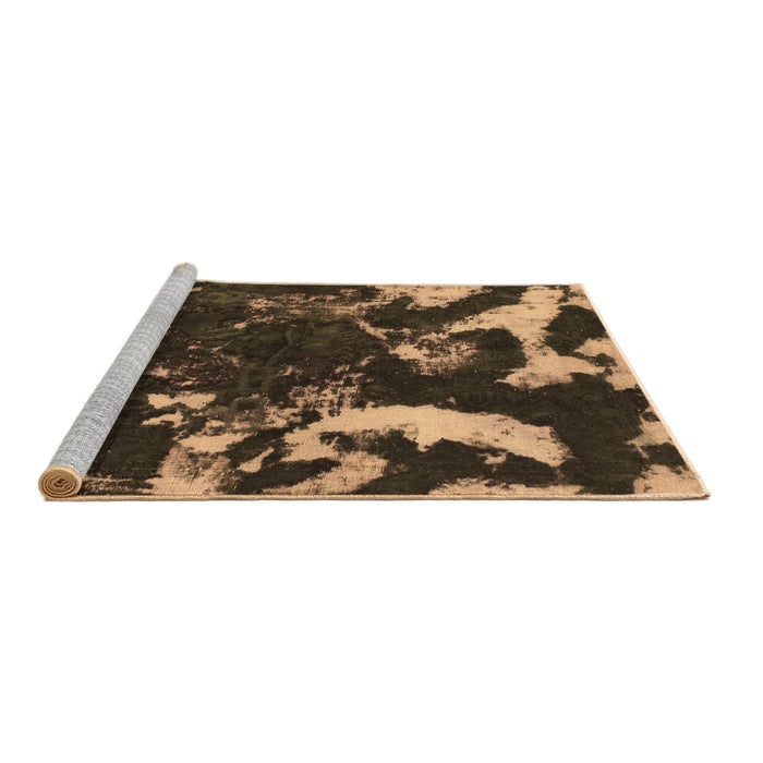 Sideview of Machine Washable Abstract Brown Modern Rug, wshabs1174brn