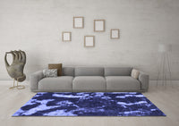 Machine Washable Abstract Blue Modern Rug, wshabs1174blu