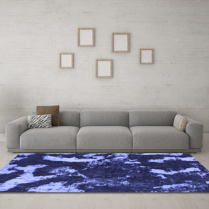 Machine Washable Abstract Blue Modern Rug in a Living Room, wshabs1174blu