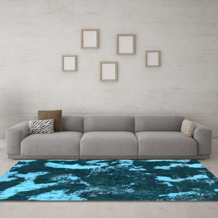 Machine Washable Abstract Light Blue Modern Rug in a Living Room, wshabs1174lblu