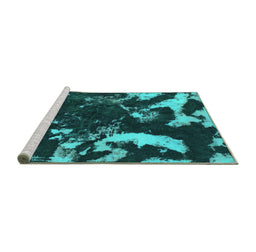 Sideview of Machine Washable Abstract Turquoise Modern Area Rugs, wshabs1174turq