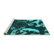 Sideview of Machine Washable Abstract Turquoise Modern Area Rugs, wshabs1174turq