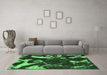 Machine Washable Abstract Emerald Green Modern Area Rugs in a Living Room,, wshabs1174emgrn