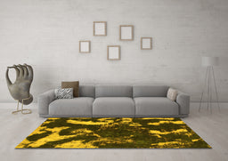 Machine Washable Abstract Yellow Modern Rug in a Living Room, wshabs1174yw