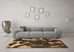 Machine Washable Abstract Brown Modern Rug in a Living Room,, wshabs1174brn