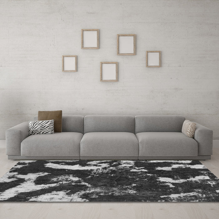 Machine Washable Abstract Gray Modern Rug in a Living Room,, wshabs1174gry