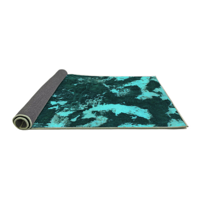 Sideview of Abstract Turquoise Modern Rug, abs1174turq