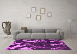 Machine Washable Abstract Pink Modern Rug in a Living Room, wshabs1174pnk