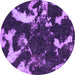 Round Machine Washable Abstract Purple Modern Area Rugs, wshabs1174pur