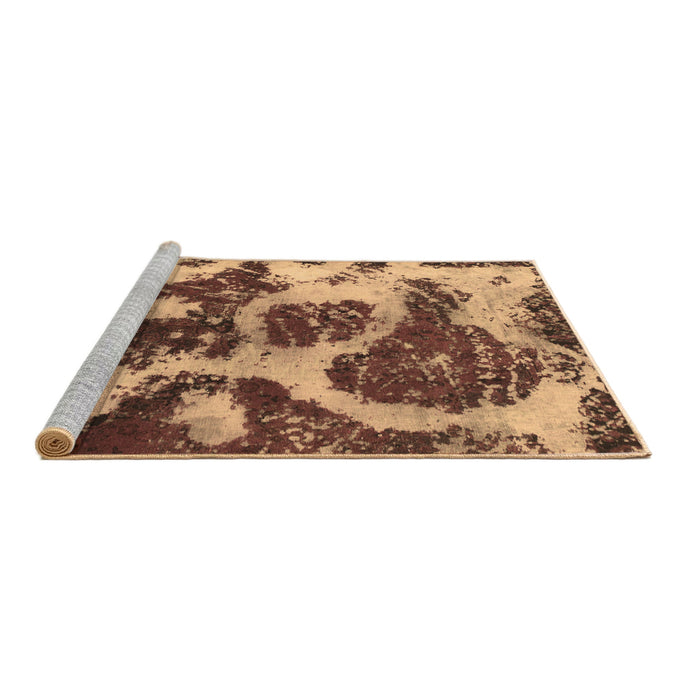 Sideview of Machine Washable Abstract Brown Modern Rug, wshabs1175brn