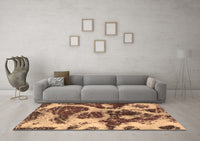 Machine Washable Abstract Brown Modern Rug, wshabs1175brn