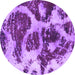 Round Machine Washable Abstract Purple Modern Area Rugs, wshabs1175pur