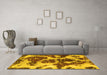 Machine Washable Abstract Yellow Modern Rug in a Living Room, wshabs1175yw
