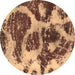 Round Machine Washable Abstract Brown Modern Rug, wshabs1175brn