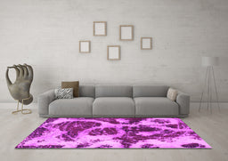 Machine Washable Abstract Pink Modern Rug in a Living Room, wshabs1175pnk
