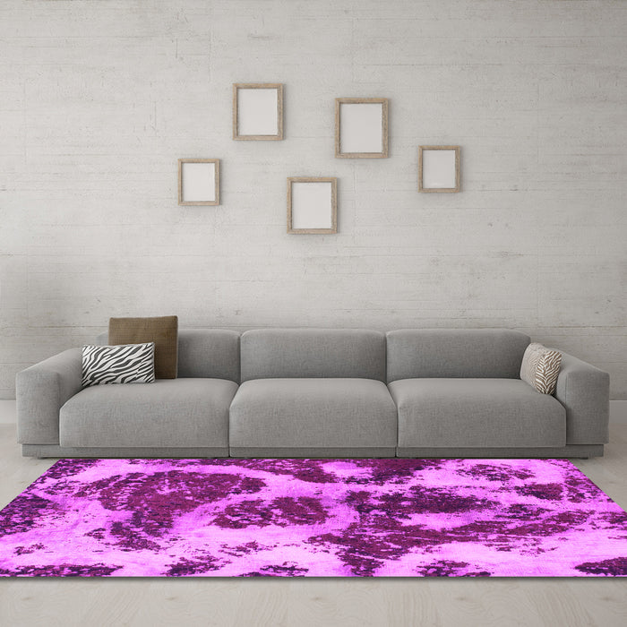 Machine Washable Abstract Pink Modern Rug in a Living Room, wshabs1175pnk