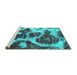 Sideview of Machine Washable Abstract Turquoise Modern Area Rugs, wshabs1175turq