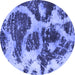 Round Machine Washable Abstract Blue Modern Rug, wshabs1175blu