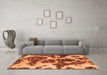 Machine Washable Abstract Orange Modern Area Rugs in a Living Room, wshabs1175org