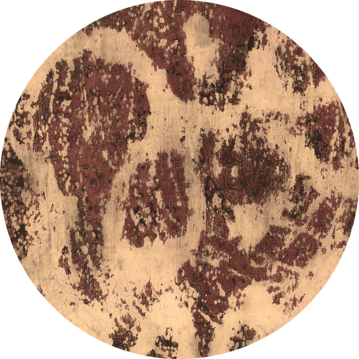 Round Abstract Brown Modern Rug, abs1175brn