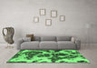 Machine Washable Abstract Emerald Green Modern Area Rugs in a Living Room,, wshabs1175emgrn