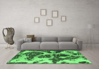 Machine Washable Abstract Emerald Green Modern Rug, wshabs1175emgrn