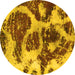 Round Abstract Yellow Modern Rug, abs1175yw