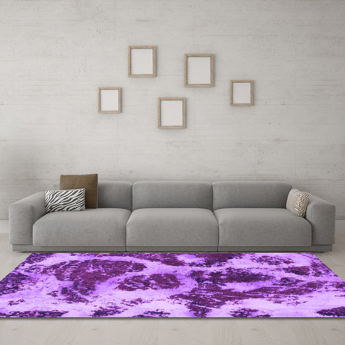 Machine Washable Abstract Purple Modern Area Rugs in a Living Room, wshabs1175pur