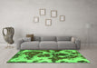 Machine Washable Abstract Green Modern Area Rugs in a Living Room,, wshabs1175grn