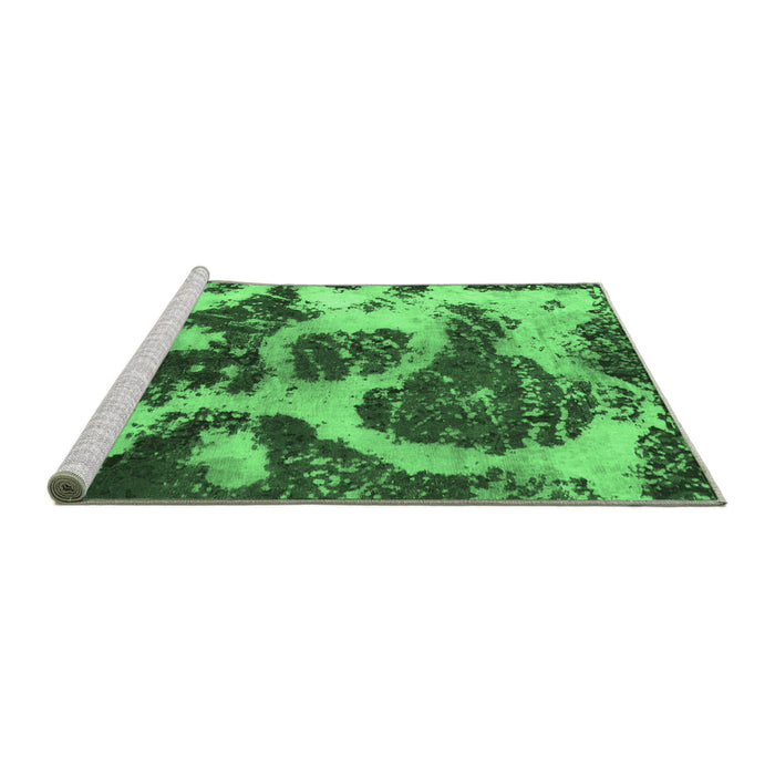 Sideview of Machine Washable Abstract Emerald Green Modern Area Rugs, wshabs1175emgrn