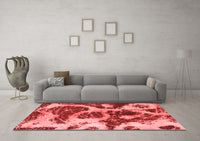 Machine Washable Abstract Red Modern Rug, wshabs1175red