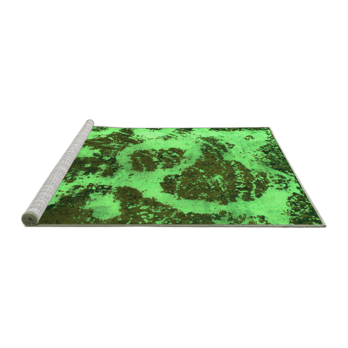 Sideview of Machine Washable Abstract Green Modern Area Rugs, wshabs1175grn