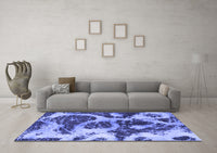 Machine Washable Abstract Blue Modern Rug, wshabs1175blu