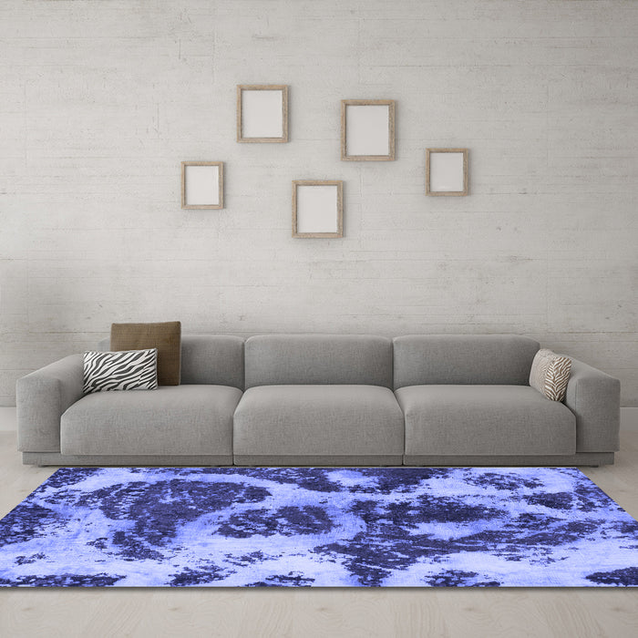 Machine Washable Abstract Blue Modern Rug in a Living Room, wshabs1175blu