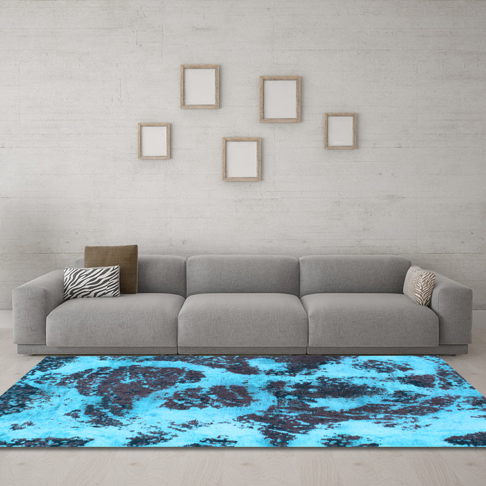 Machine Washable Abstract Light Blue Modern Rug in a Living Room, wshabs1175lblu