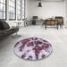 Round Machine Washable Abstract Wisteria Purple Rug in a Office, wshabs1175