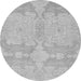 Round Machine Washable Abstract Gray Modern Rug, wshabs1176gry