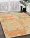 Round Abstract Orange Modern Rug in a Office, abs1176