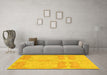 Machine Washable Abstract Yellow Modern Rug in a Living Room, wshabs1176yw