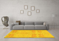 Machine Washable Abstract Yellow Modern Rug, wshabs1176yw