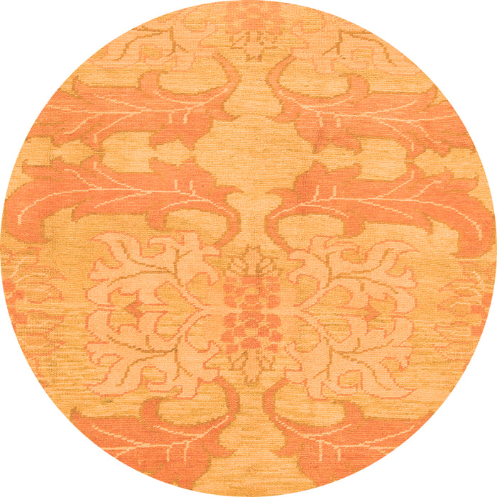 Round Machine Washable Abstract Orange Modern Area Rugs, wshabs1176org