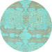 Round Machine Washable Abstract Light Blue Modern Rug, wshabs1176lblu