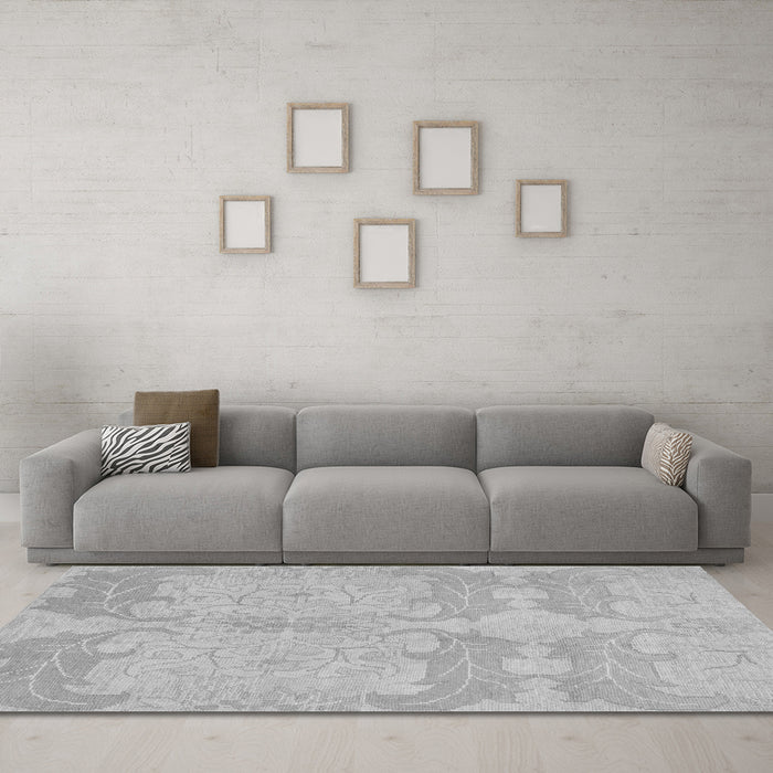 Machine Washable Abstract Gray Modern Rug in a Living Room,, wshabs1176gry
