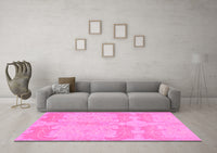 Machine Washable Abstract Pink Modern Rug, wshabs1176pnk