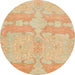 Round Machine Washable Abstract Orange Rug, wshabs1176