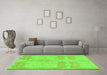 Machine Washable Abstract Green Modern Area Rugs in a Living Room,, wshabs1176grn